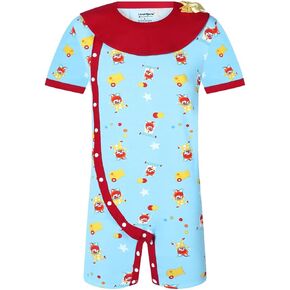 Mens Romper Onesie Pajamas Bodysuit Short Sleeve One Piece Cotton Nightwear