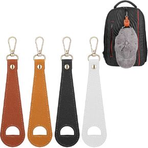 4 Pack PU Leather Hat Clip for Travel, Travel Hat Hooks Hands-Free Cap Holder for Bags Backpack Luggage Purse Hiking Gear Clip-on Holder Strap for Baseball Snapback and Ponytail Caps
