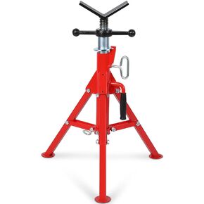 V Head Pipe Jack Stand,28-52 Inch Adjustable Height,1/2"-12" Capacity, 2500 lb Load Capacity, Heavy Duty Carbon Steel Body, Steel Jack Stands with Portable Folding Legs