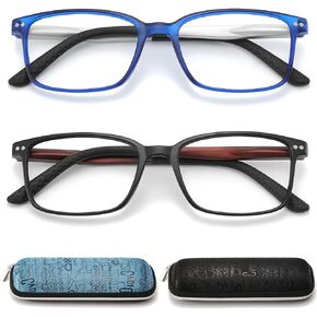 Reading Glasses for Men with Blue Light Blocking - Anti Computer Glare Eyestrain Spring Hinge Icu Readers with Case