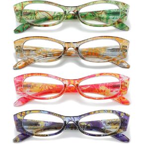 4 Pack Reading Glasses for Women Blue Light Blocking with Spring Hinge,Anti Eyestrain/UV Computer Reader Glasses Eyeglass