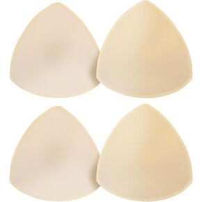 2 Pairs Padding Inserts for Bras, Removable Bra Pads Inserts, Triangle Sports Bra Insert, Women's Comfy Sports Cups Bra Insert, Sewn Padded for A/B Cup, Beige