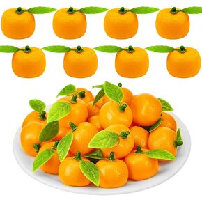 50Pcs Mini Artificial Orange Birthday Fake Fruit Model Realistic Artificial Fruits Simulation Decorative Tangerine Lifelike Faux Fruit Fake Orange for Home Kitchen Table Decoration