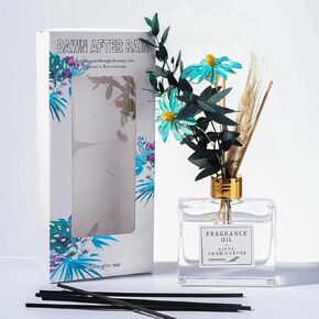 Reed Diffuser Set with Flower, 4.05oz Pure White Gardenia Scent Diffuser Stick of Fragrance Essential Oil,for Bathroom Diffuser Home Bedroom Office Décor