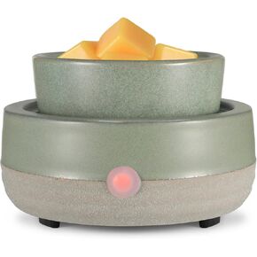 Wax Melt Warmer, Ceramic Electric Candle Wax Warmer 3-in-1 Oil Burner Fits Yankee Large Jar, Scented Candle Holder for Home Decor Thanksgiving Christmas Day Gifts (02-Light Green)