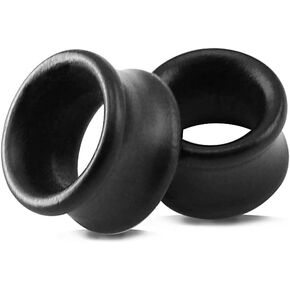 Pair of BLACK EBONY Wood Saddle Fit Double Flare Ear Lobe Organic Natural Plug 6MM - 25MM E627