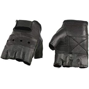 Men’s Leather Fingerless Motorcycle Riding Gloves