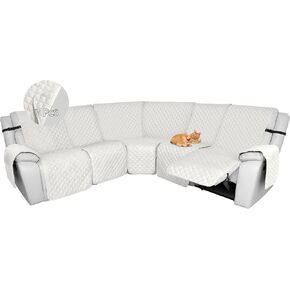 HDCAXKJ Reclining Sectional Couch Covers L Shape Corner Recliner Sofa Cover 5 Seat Reversible Washable U Sectional Slipcover with Recliners Non Slip Pet Dog Furniture Protector (Dark Gray, Large)