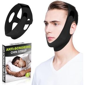 Upgraded Chin Strap for Sleeping, Adjustable & Breathable Anti Snoring Devices for CPAP Users, Stop Snoring Solution for Men and Women（Black）