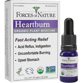 Forces of Nature Heartburn Relief, Organic Homeopathic Medicine, 0.34 Fl Oz, Multi Symptom Relief from Acid Reflux, GERD, Indigestion, Upset Stomach, Bloating, Gas and Sour Acid Burps