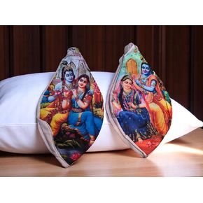 Radha Krishna Embroidered Japa Mala Bags – 2 Pcs Chanting Gomukhi Bags with Zip – Meditation, Prayer, Yoga, Temple Use – Zippered Hindu Japa Bag for Mantra and Spiritual Practice