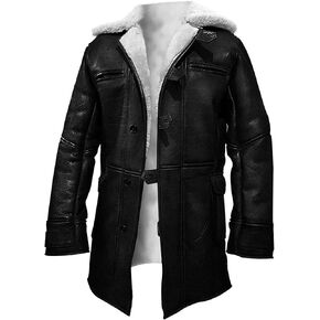SAMS Tom Hardy Dark Knight Rises Bane Shearling Coat For Mens Distressed Brown Trench Genuine Leather Overcoat / Jacket in Kuwait