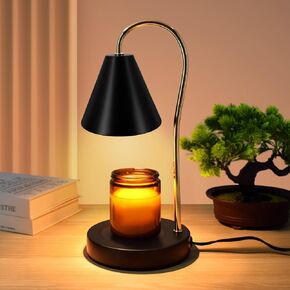 Candle Heat Lamp Timer and Dimmer,Compatible with Large Jar Candles,Electric Top Candle Melter,110-120v,Flameless Scented Candle Wax Warmer with 2 Bulbs,Birthday Gift (Black)