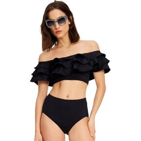 kate spade new york Women's Solid Ruffle Off The Shoulder Bandeau Bra
