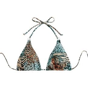 SOLY HUX Women's Triangle Bikini Top Summer Sexy Cheetah Leopard Print Halter Bathing Suit Swim Tops Only