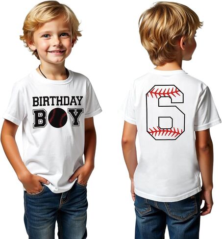 Modntoga عيد ميلاد بوي القميص الأولاد تي شيرت T-Shirt 6th السادس التاسع عشر 10th B-Day Party Tee Big Kid Short Sleeve 6-10 Years Tops in Saudi Arabia