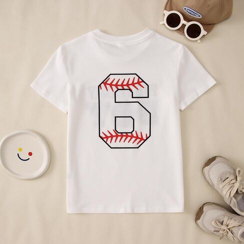 Modntoga عيد ميلاد بوي القميص الأولاد تي شيرت T-Shirt 6th السادس التاسع عشر 10th B-Day Party Tee Big Kid Short Sleeve 6-10 Years Tops in Saudi Arabia