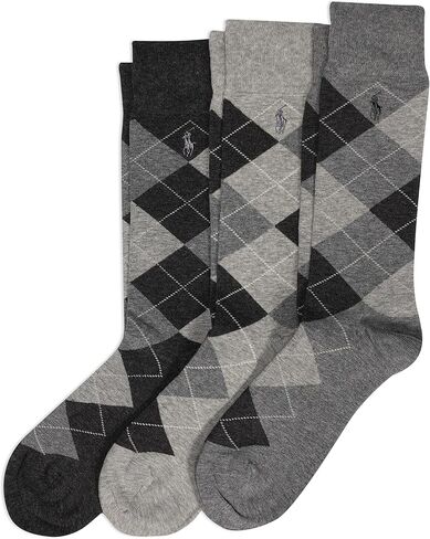 Ralph Lauren Men Dress Argyle Crew 3 Pack Socks Custom Fit Size 10-13 Olive/maroon in Kuwait