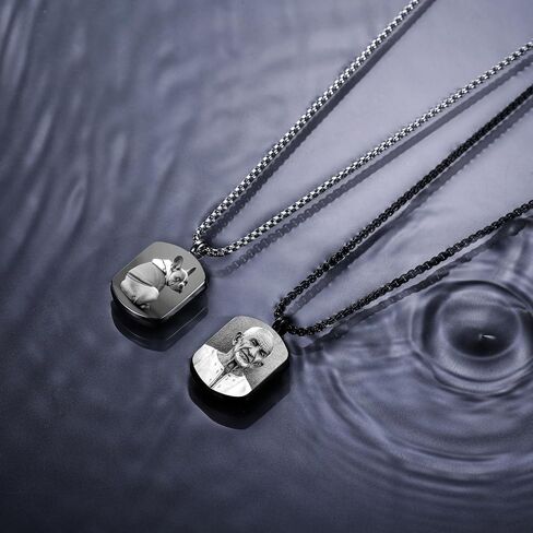 INBLUE Personalized Cremation Urn Necklace for Ashes Custom Photo/Text/Date Cremation Jewelry Personalized Gifts for Men Women Dog Memorial Gifts Stainless Steel Pendant in Kuwait