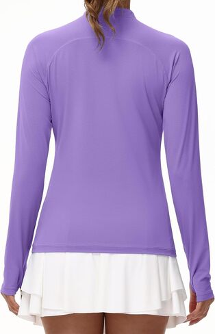 Isnowood Women's 1/4 Zip Long Sleeve Rash Guard ، UPF 50+ UV Sun Protection Terts ، Quick Prading Prockution Tops Athletic Tops in Kuwait