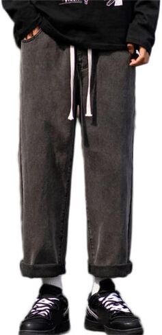 Andongnywell Men's Loose Straight Leg Jeans Baggy Straight Thick Ceiling Wide-Leg Denim Pants Trousers in Saudi Arabia