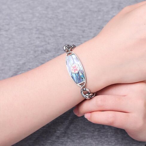 MAXZOOL Medical Alert Bracelets for Women Free Engraving, Personalized Medical Bracelets for Women & Men, Stainless Steel Matte Agate Tiger Eye Stone Beaded 2 Layer Medical ID Bracelets Adjustable in Saudi Arabia