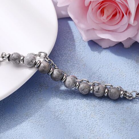 MAXZOOL Medical Alert Bracelets for Women Free Engraving, Personalized Medical Bracelets for Women & Men, Stainless Steel Matte Agate Tiger Eye Stone Beaded 2 Layer Medical ID Bracelets Adjustable in Saudi Arabia