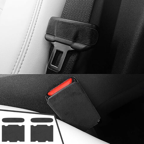 Black Italian Suede Interior Trim Decor Accessories for Alcantara Tesla Model Y 2020-2025 Model 3 2017-2025 Seat Belt Buckle Cover Sticker Styling Moulding in Saudi Arabia