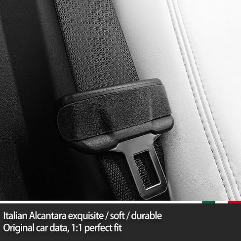 Black Italian Suede Interior Trim Decor Accessories for Alcantara Tesla Model Y 2020-2025 Model 3 2017-2025 Seat Belt Buckle Cover Sticker Styling Moulding in Saudi Arabia