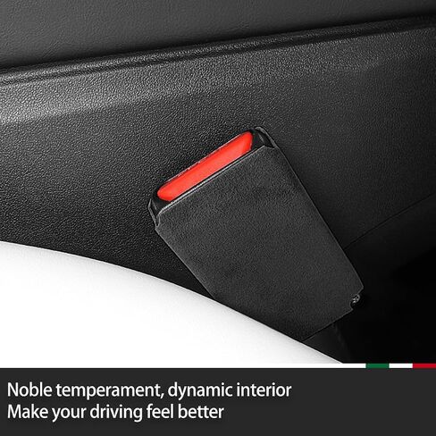 Black Italian Suede Interior Trim Decor Accessories for Alcantara Tesla Model Y 2020-2025 Model 3 2017-2025 Seat Belt Buckle Cover Sticker Styling Moulding in Saudi Arabia