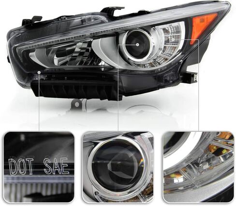 Acanii - لعام 2014-2022 Infiniti Q50 W/O AFS مصنع LED DRL Projector المصابيح الأمامية السائق والراكب in Saudi Arabia