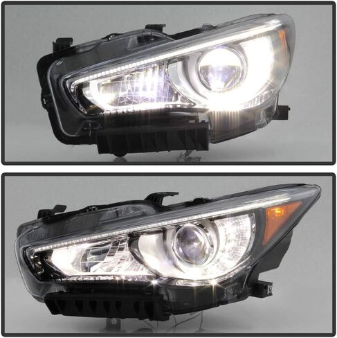 Acanii - لعام 2014-2022 Infiniti Q50 W/O AFS مصنع LED DRL Projector المصابيح الأمامية السائق والراكب in Saudi Arabia