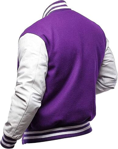 Mens Varsity Jackets - High School College Letterman Bomber Jacket Wool Varsity Jacket Faux Leather Sleeves in Saudi Arabia