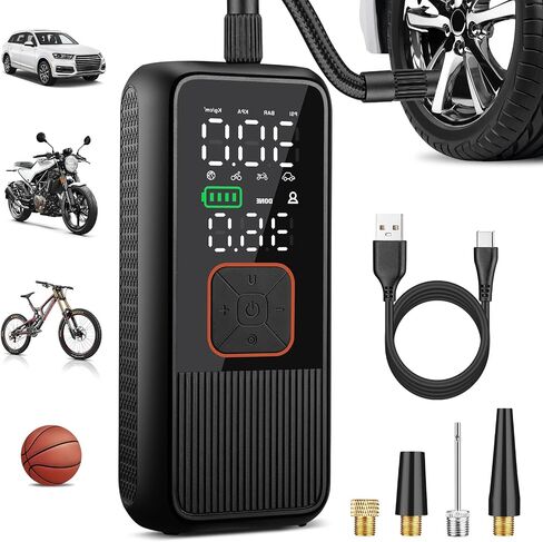 Tire Inflator Portable Air Compressor, 4X Faster 150PSI Smart Air Pump for Car Tires with Digital Pressure Gauge, Portable Fast Tire Inflator for Car, Bike, Motorcycle, Balls in Saudi Arabia