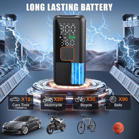 Tire Inflator Portable Air Compressor, 4X Faster 150PSI Smart Air Pump for Car Tires with Digital Pressure Gauge, Portable Fast Tire Inflator for Car, Bike, Motorcycle, Balls in Saudi Arabia