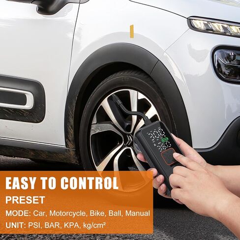 Tire Inflator Portable Air Compressor, 4X Faster 150PSI Smart Air Pump for Car Tires with Digital Pressure Gauge, Portable Fast Tire Inflator for Car, Bike, Motorcycle, Balls in Saudi Arabia