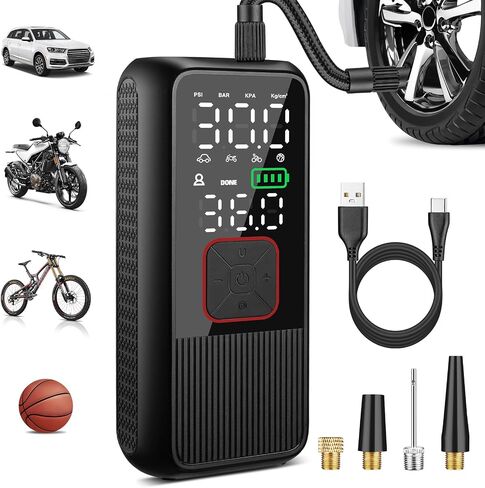 Tire Inflator Portable Air Compressor, 4X Faster 150PSI Smart Air Pump for Car Tires with Digital Pressure Gauge, Portable Fast Tire Inflator for Car, Bike, Motorcycle, Balls in Saudi Arabia