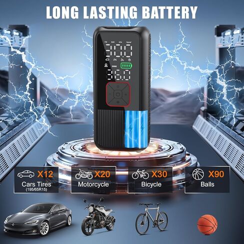 Tire Inflator Portable Air Compressor, 4X Faster 150PSI Smart Air Pump for Car Tires with Digital Pressure Gauge, Portable Fast Tire Inflator for Car, Bike, Motorcycle, Balls in Saudi Arabia