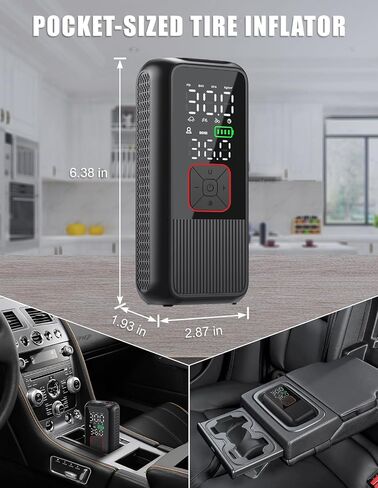 Tire Inflator Portable Air Compressor, 4X Faster 150PSI Smart Air Pump for Car Tires with Digital Pressure Gauge, Portable Fast Tire Inflator for Car, Bike, Motorcycle, Balls in Saudi Arabia