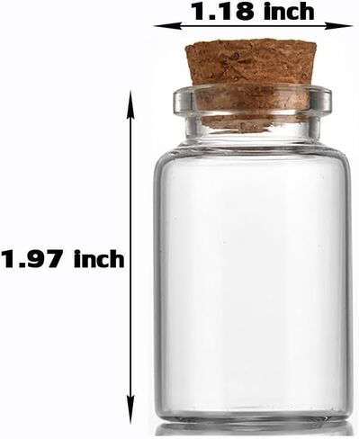 9 PCS 45 مل زجاجات زجاجية صغيرة مع سدادة الفلين ، زجاجة زخرفية ، الجرار القوارير ، جرة تخزين لطيفة ، متمنية زجاجة 30 × 90 مم (1.18x3.55inch) in Kuwait