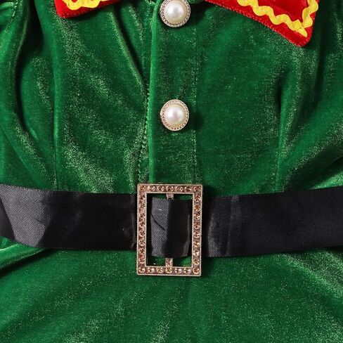 Kids Toddler Baby Girls Christmas Elf Costume Santa Clothes Velvet Princess Dress Hat Socks Holiday Dress Up Costume in Kuwait