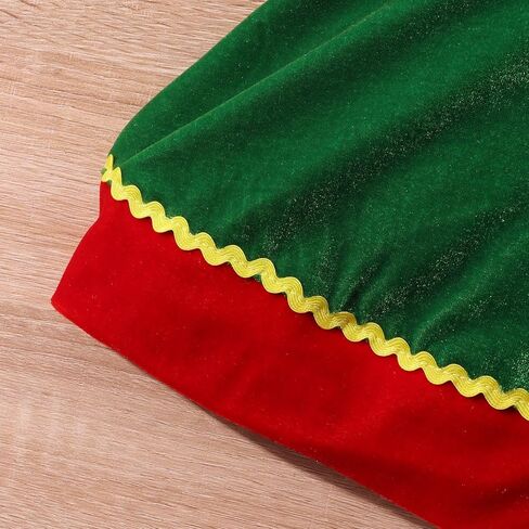 Kids Toddler Baby Girls Christmas Elf Costume Santa Clothes Velvet Princess Dress Hat Socks Holiday Dress Up Costume in Kuwait