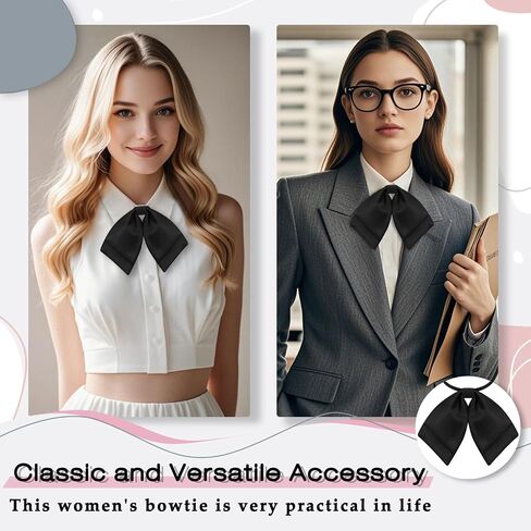 Bow Tie for Women Girl, Womens Bow Tie Adjustable Pre-Tied Bowtie Solid Color Bowties for School Party Graduation in Saudi Arabia