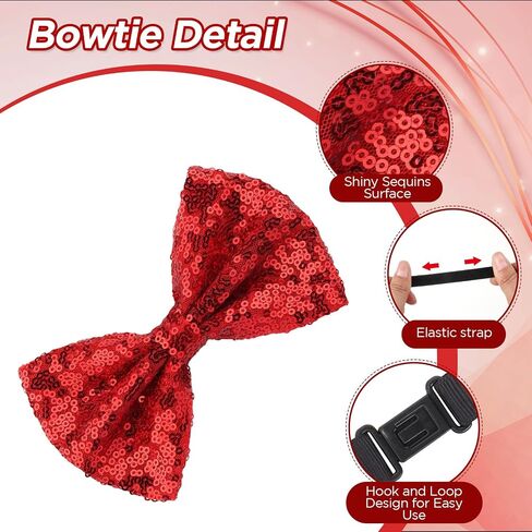 Shiny Sequin Solid Bow Tie for Men Sparkling Pre-Tied Bowtie Glitter Christmas Birthday Party Fancy Dress in Saudi Arabia