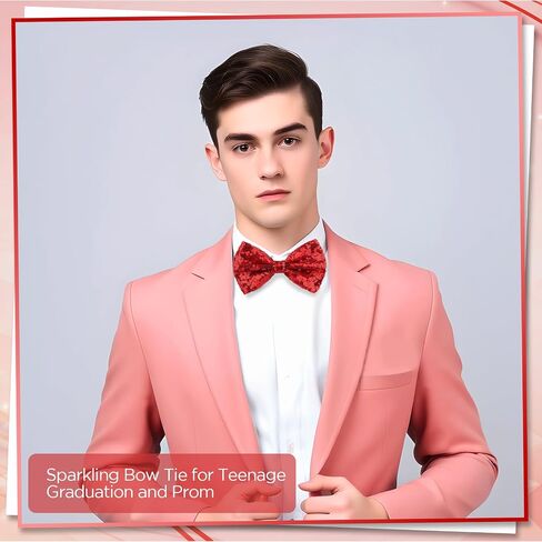 Shiny Sequin Solid Bow Tie for Men Sparkling Pre-Tied Bowtie Glitter Christmas Birthday Party Fancy Dress in Saudi Arabia