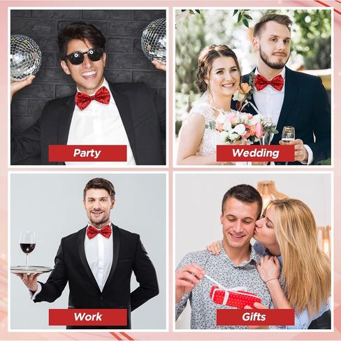 Shiny Sequin Solid Bow Tie for Men Sparkling Pre-Tied Bowtie Glitter Christmas Birthday Party Fancy Dress in Saudi Arabia