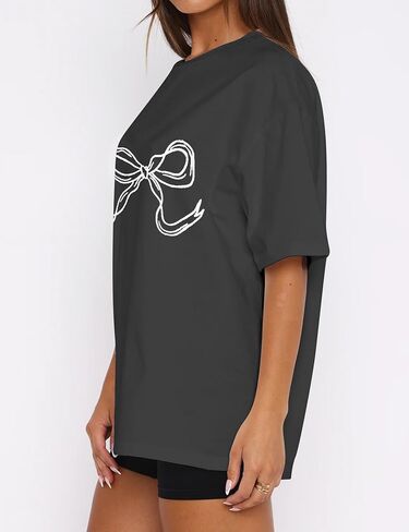 قميص Missactiver Women Women Exclize Servic Drop الكتف الكتف الرسومات القصيرة القميص Tee Shirt الزي غير الرسمي الخروج إلى الأعلى in Kuwait