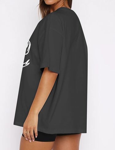 قميص Missactiver Women Women Exclize Servic Drop الكتف الكتف الرسومات القصيرة القميص Tee Shirt الزي غير الرسمي الخروج إلى الأعلى in Kuwait