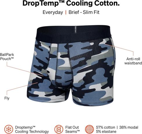 SAXX Men's Underwear - Droptemp Cooling Cotton Trunk Fly with Built-in Pouch Support - Underwear for Men Black in Kuwait