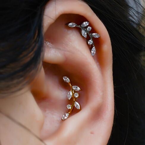 hypoallergenic G23 titanium earrings studs new piercing leaf helix piercing pierced flat back cartilage for for women Sensitive Ears in Kuwait